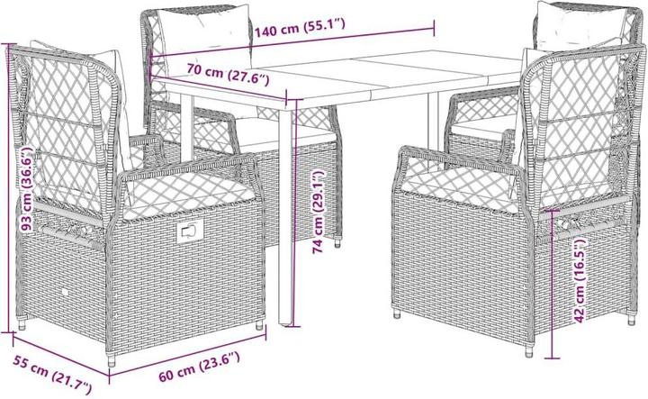 Produktbild vidaXL Garten Essgruppe (140 x 70 x 74 cm)