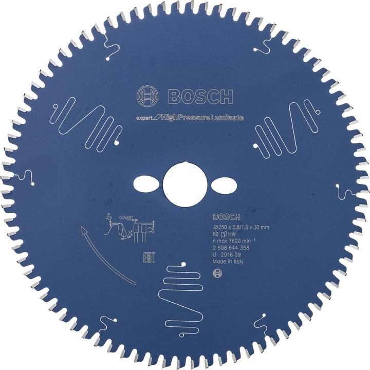 Immagine prodotto Bosch Professional Zubehör Lama circolare Expert per laminato ad alta pressione, 250 x 30 x 2,8 mm, 80
