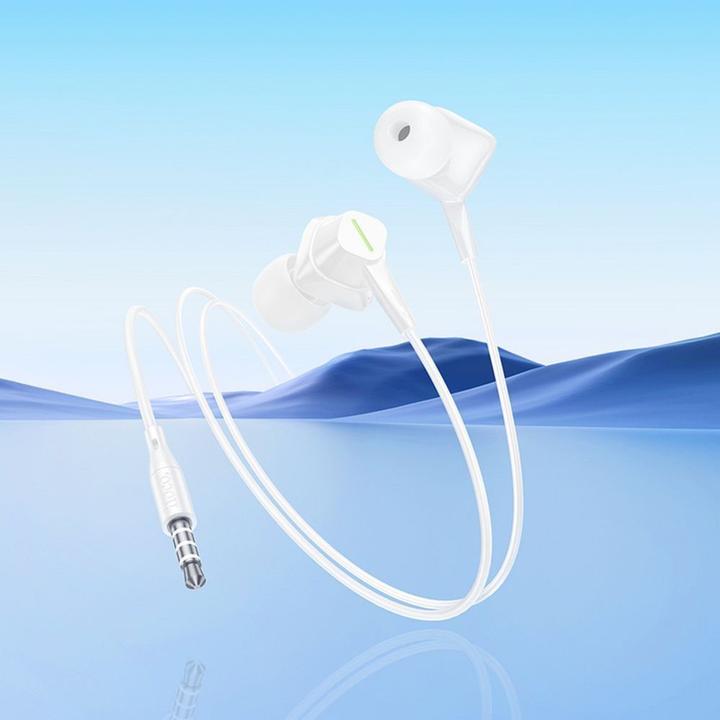 Actual product image Hoco Wired headphones M113 Clear universal digital earphones with microphone iP White (Cable)