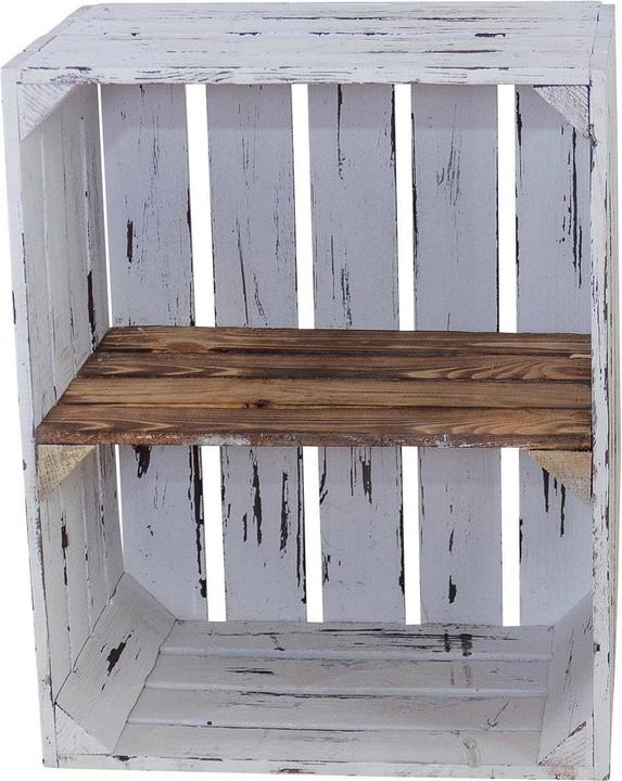 Image du produit Holz Zollhaus Holzharasse mit Zwischenboden Weiss, geflammt