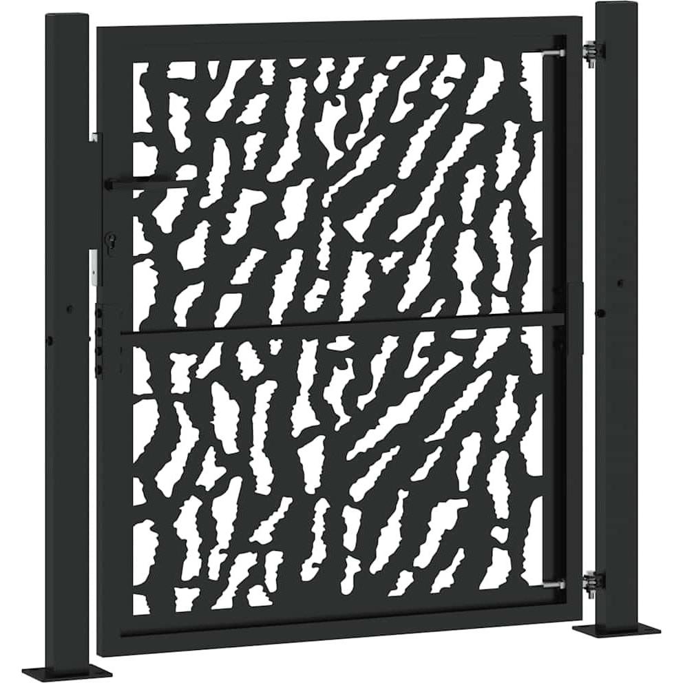 VidaXL, Gartenzaun, Gartentor Schwarz 105x105 cm Stahl Spurendesign Zauntor Outdoor Tor