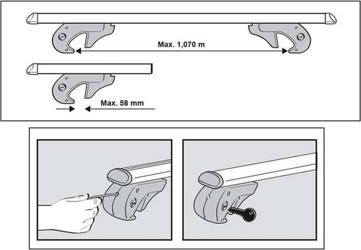 Actual product image Menabo Roof rail carrier open railing