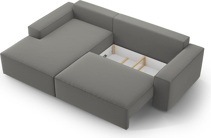 Actual product image Micadoni Velvet Left Corner Sofa With Bed Function And Box, "Jodie", 3 Seats, 246x151x86 Made in Europe (Corner sofa)