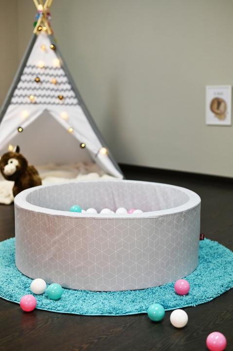 Actual product image Knorrtoys Bällebad soft - "Geo cube grey" - 300 balls rose/creme/lightblue (ca. 6cm Durchmesser)