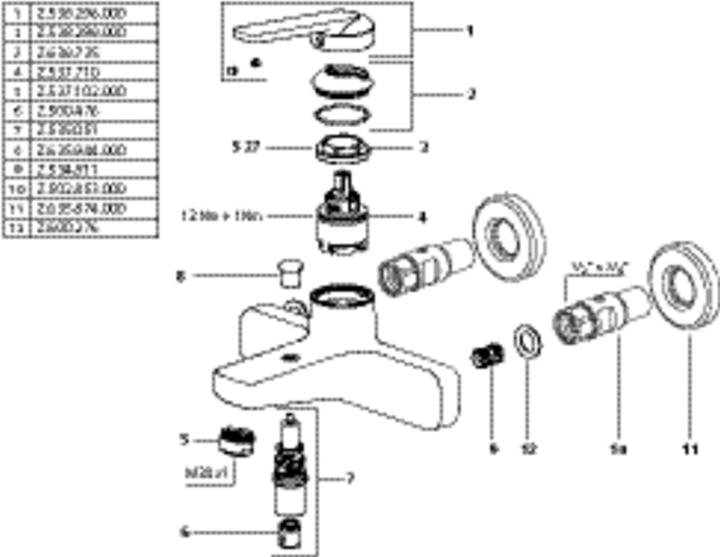 Produktbild KWC DOMO 6.0 Bademischer AD153mm, ohne Zubehör, ohne Raccords, chromeline