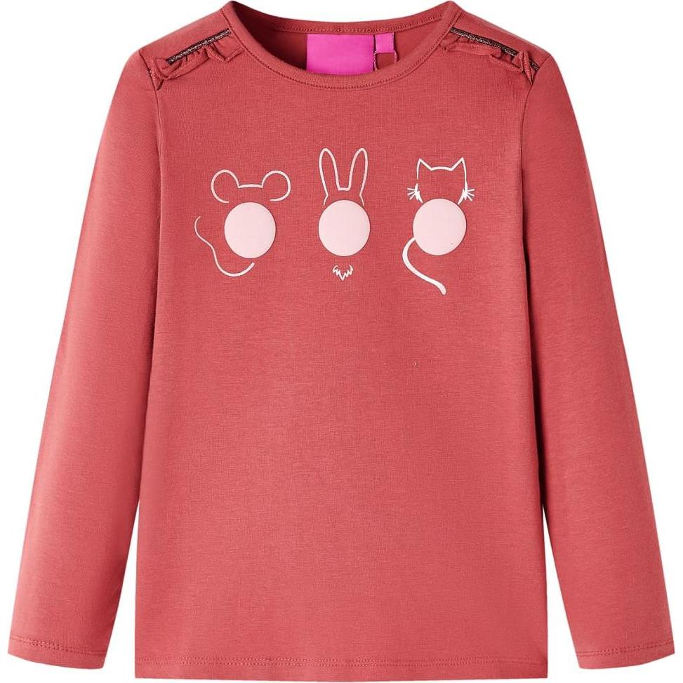 VidaXL, Jungen, Shirt, Kinder-Langarmshirt Dunkelrosa 104,Material: 95 % Baumwolle, Rosa, (104)