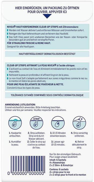 Actual product image NIVEA Hautverfeinernde Clear-up Strips (Blackhead remover)