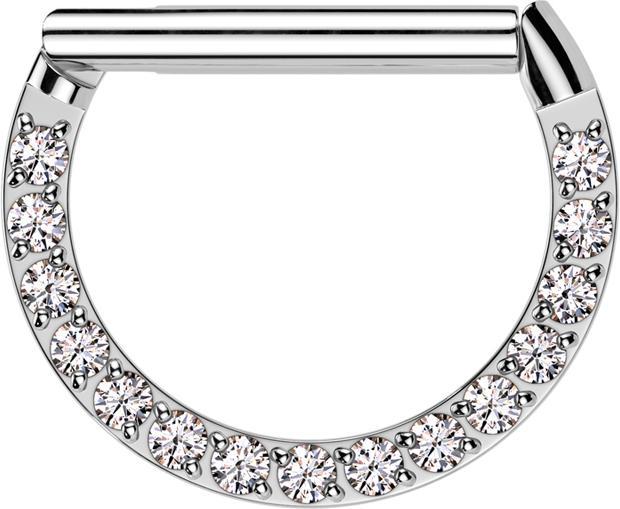 Image du produit Star Piercing Micro Segmentring klappbar silber Halbring front Kristalle silber (sans laiton, Acier chirurgical 316L)