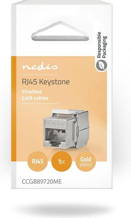 Immagine prodotto Nedis Keystone | CAT6 | presa RJ45 | S/FTP | metallo | scatola (S/FTP, CAT6, 0.02 m)
