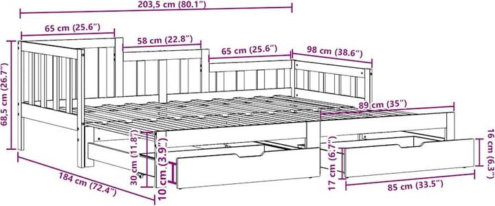 Produktbild vidaXL ausziehbares Tagesbett