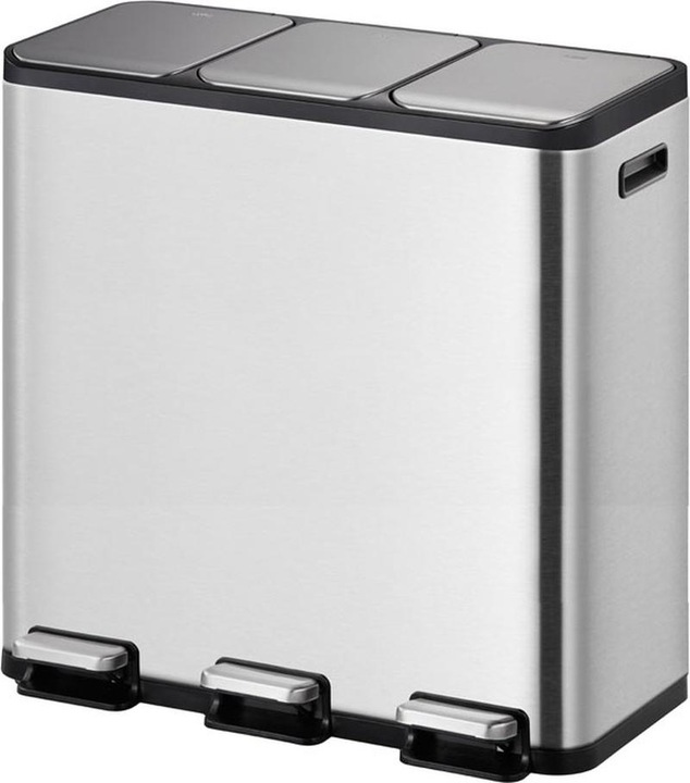 Actual product image EKO Waste separation system Essential splitted pedal bin 3 x 15 L made of brushed stainless steel (45 l)
