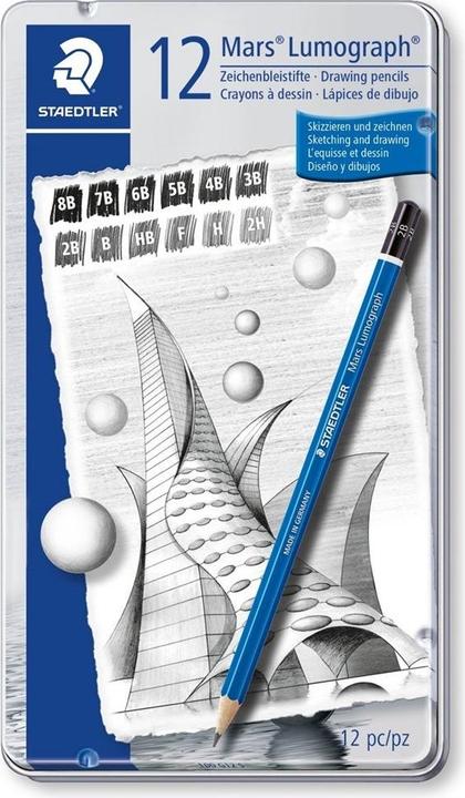 Produktbild Staedtler Mars Lumograph 100 Zeichenbleistifte (2 mm, B, F, H, 4B, 3B, 6B, 5B, 2B, 2H, 12B, HB, 7B, 12 x)