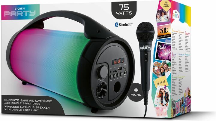 Produktbild Bigben PARTY Pro Bluetooth-Lautsprecher (Schwarz, Lichteffekte, USB-Anschluss, 3,5 mm AUX-IN, Tragegriff) (Akkubetrieb)