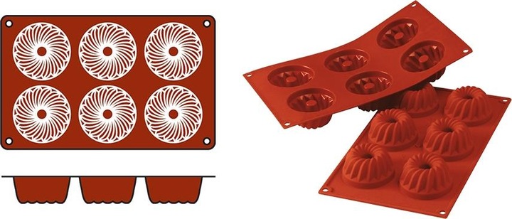 Produktbild Silikomart Mini-Gugelhupfform 6er, Silikon, Länge: 300 mm, Breite: 175 mm