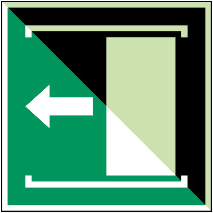 Energy Label Brady ISO safety sign - door opens by sliding to the left