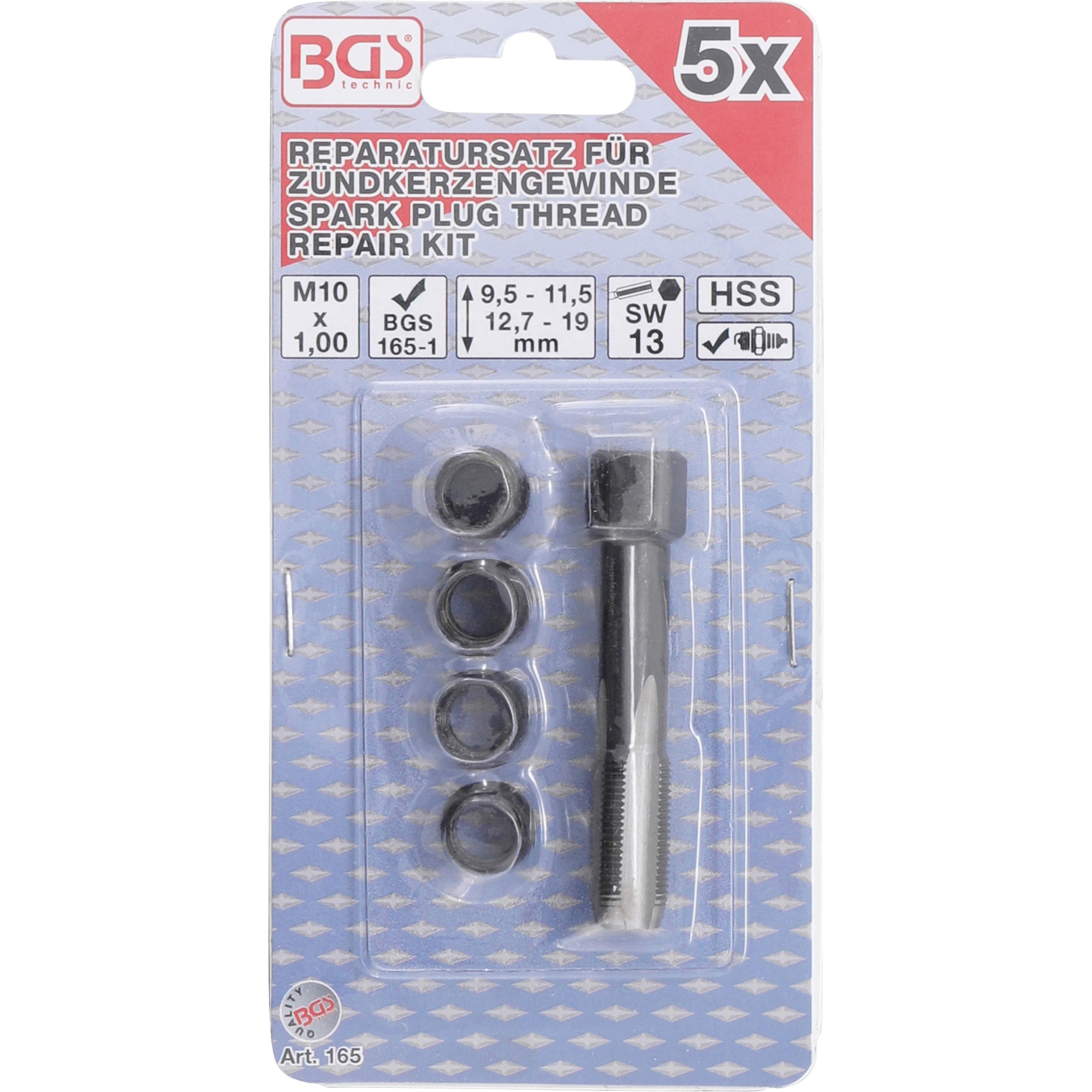 Thumbnail - BGS, Gewindeschneider + Gewindebohrer, Reparatursatz für Zündkerzengewinde M10 x 1,0 mm 5-tlg.