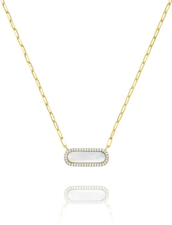 Immagine prodotto Charles Garnier Collana in argento placcato oro, madreperla e zirconi (Oro, Madreperla, Ossidi di zirconio)