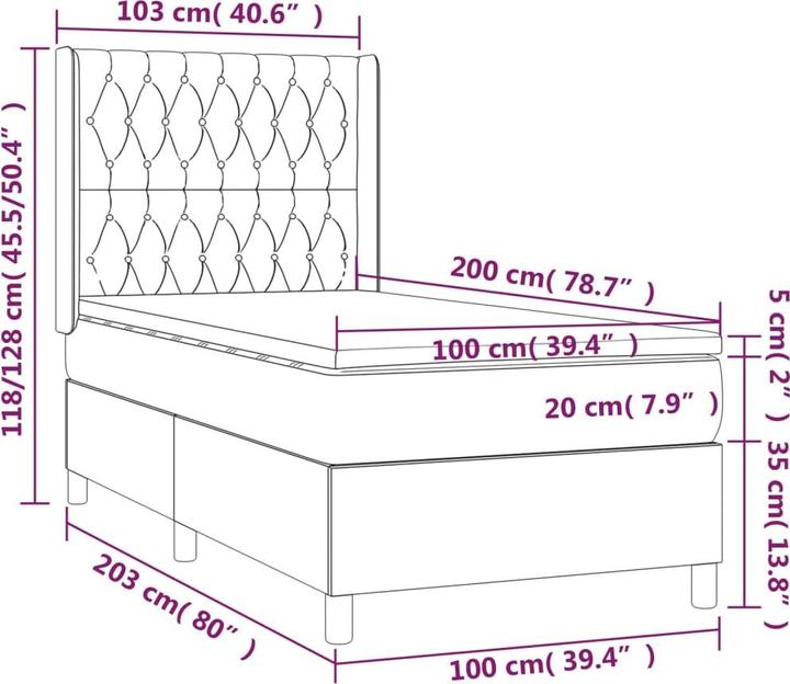 Immagine prodotto vidaXL Boxspringbett (100 x 200 cm)