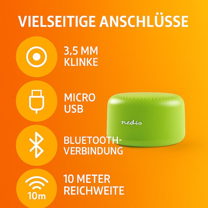 Actual product image Nedis Bluetooth Speaker SPBTAV01GN - green (3 h)