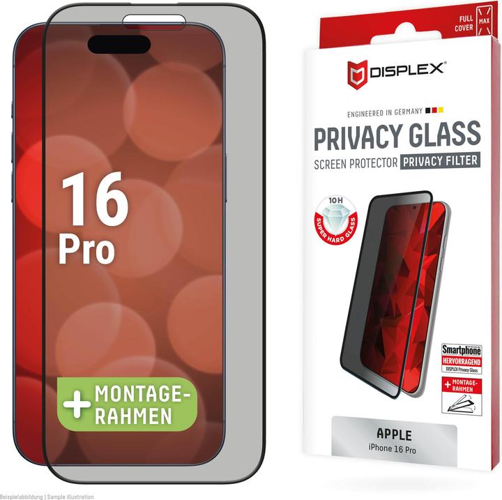 Produktbild Displex Privacy Glass, Privacy Full Cover Panzerglas (1 Stk., Apple iPhone 16 Pro)