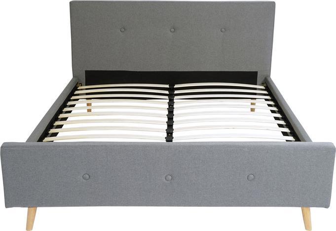 Actual product image Swisshandel24 Upholstered bed HWC-J98, bed double bed bedstead with slatted frame, solid wood 160x200cm grey (160 x 200 cm)