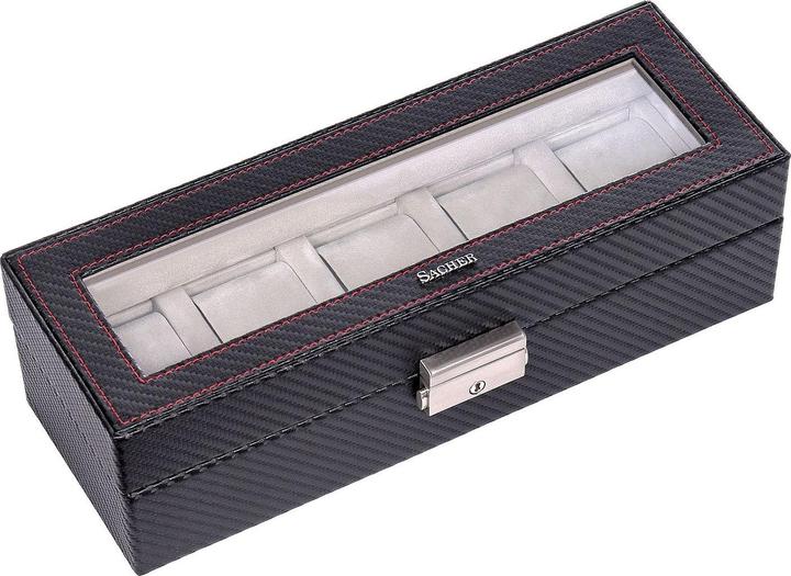 Produktbild Sacher 1115.380421 - Uhrenetui für 5 Uhren carvon schwarz (Leder)