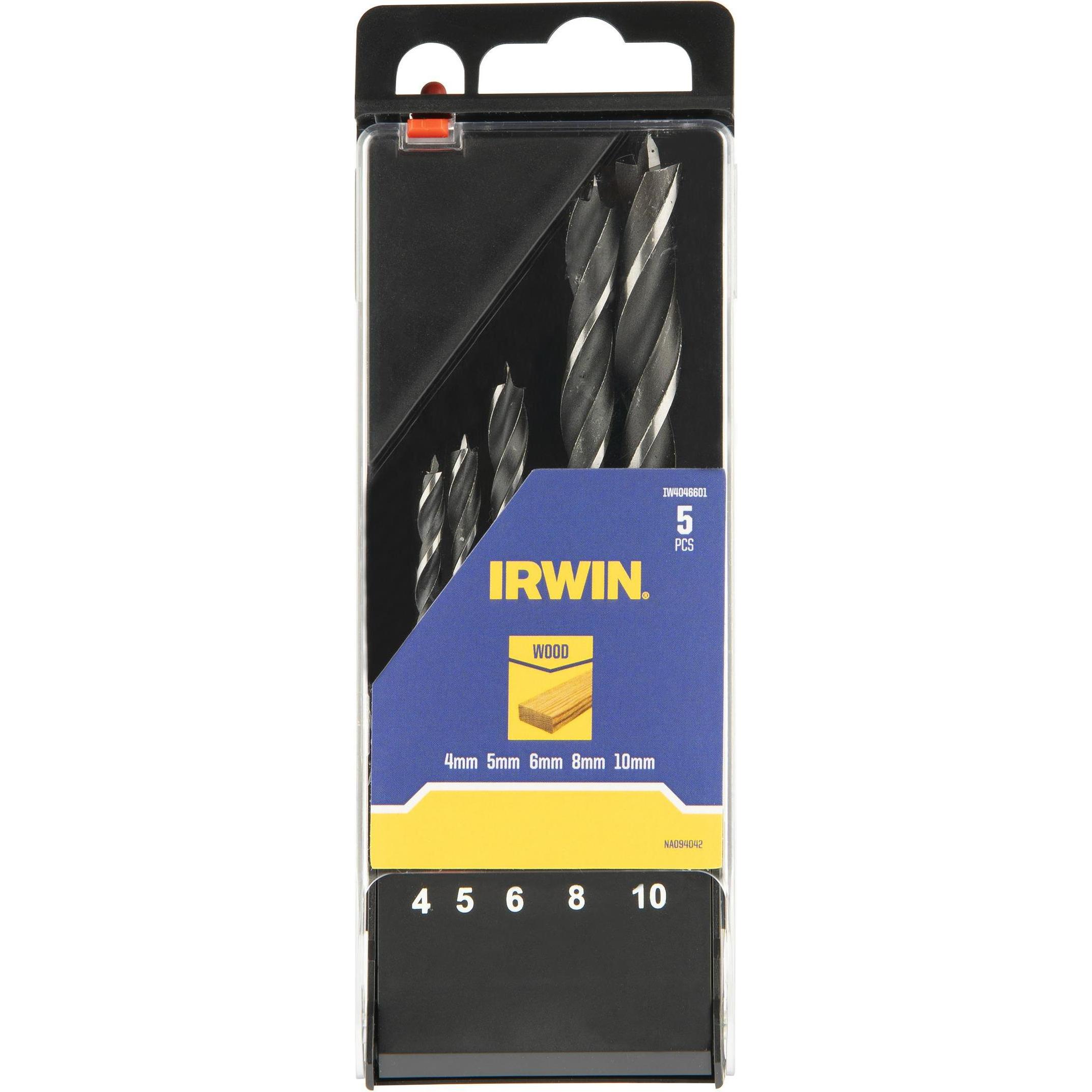 GCS, Punta da trapano, SET DI FORATRICI IN LEGNO IRWIN. 8 PARTI CON CENTRATURA SULLA SUPERFICIE 3-4-5-6-7-8-9-10mm NELLA (3mm → 10mm)