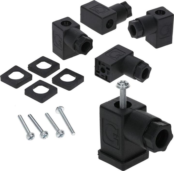 Produktbild Kalitec 5 Stück Ventilstecker Bauform C schwarz 4 polig I Kontaktfläche 15,5 x 15,5 mm² I PG7 I Kont