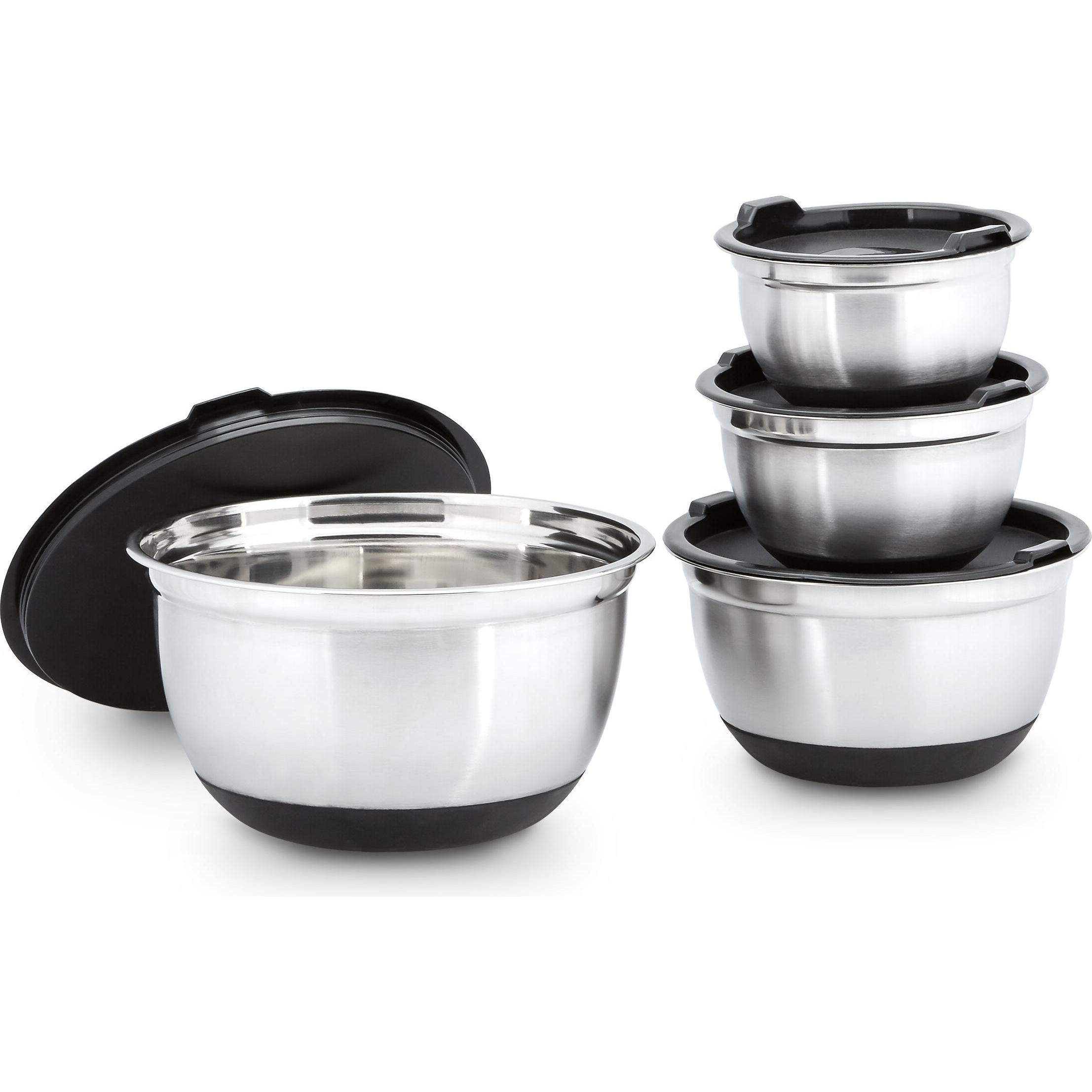 Relaxdays Set Di Ciotole, Ciotola + Scodella, Argento