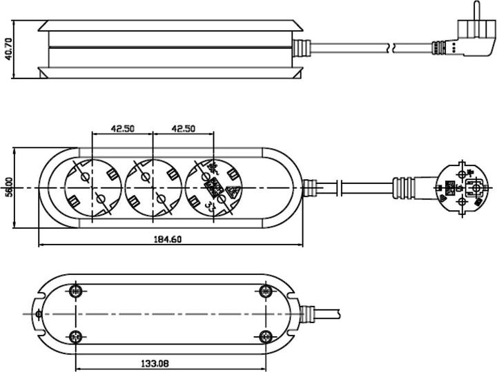 Image du produit Bachmann Rallonge SMART (3x, CEE 7/3, 3 m)