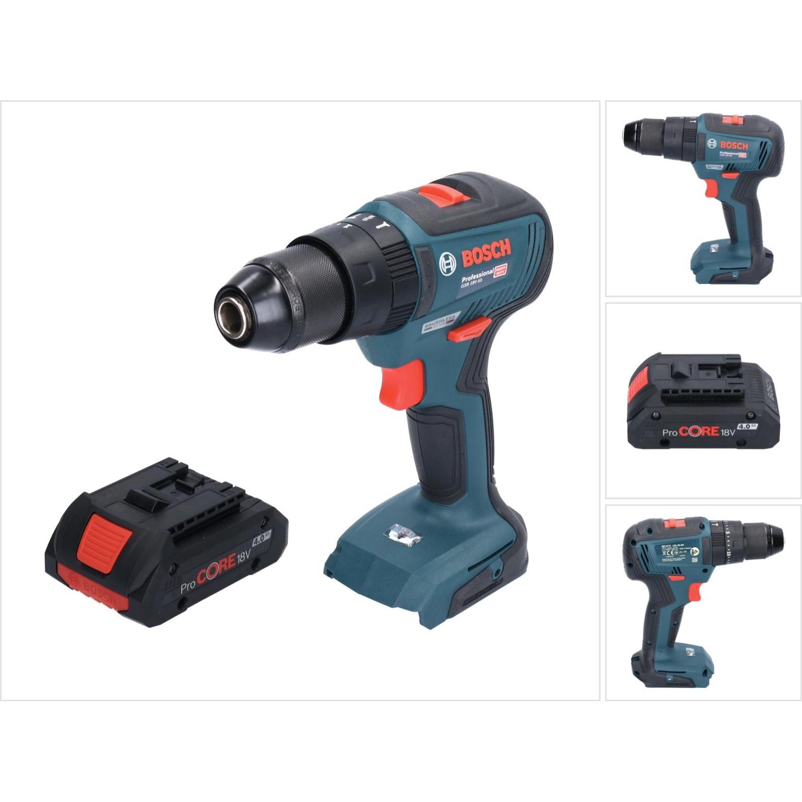 Bosch Professional, Bohrmaschine + Akkuschrauber, Bosch GSB 18V-55 Professional Akku Schlagbohrschrauber 18 V 55 Nm Brus...