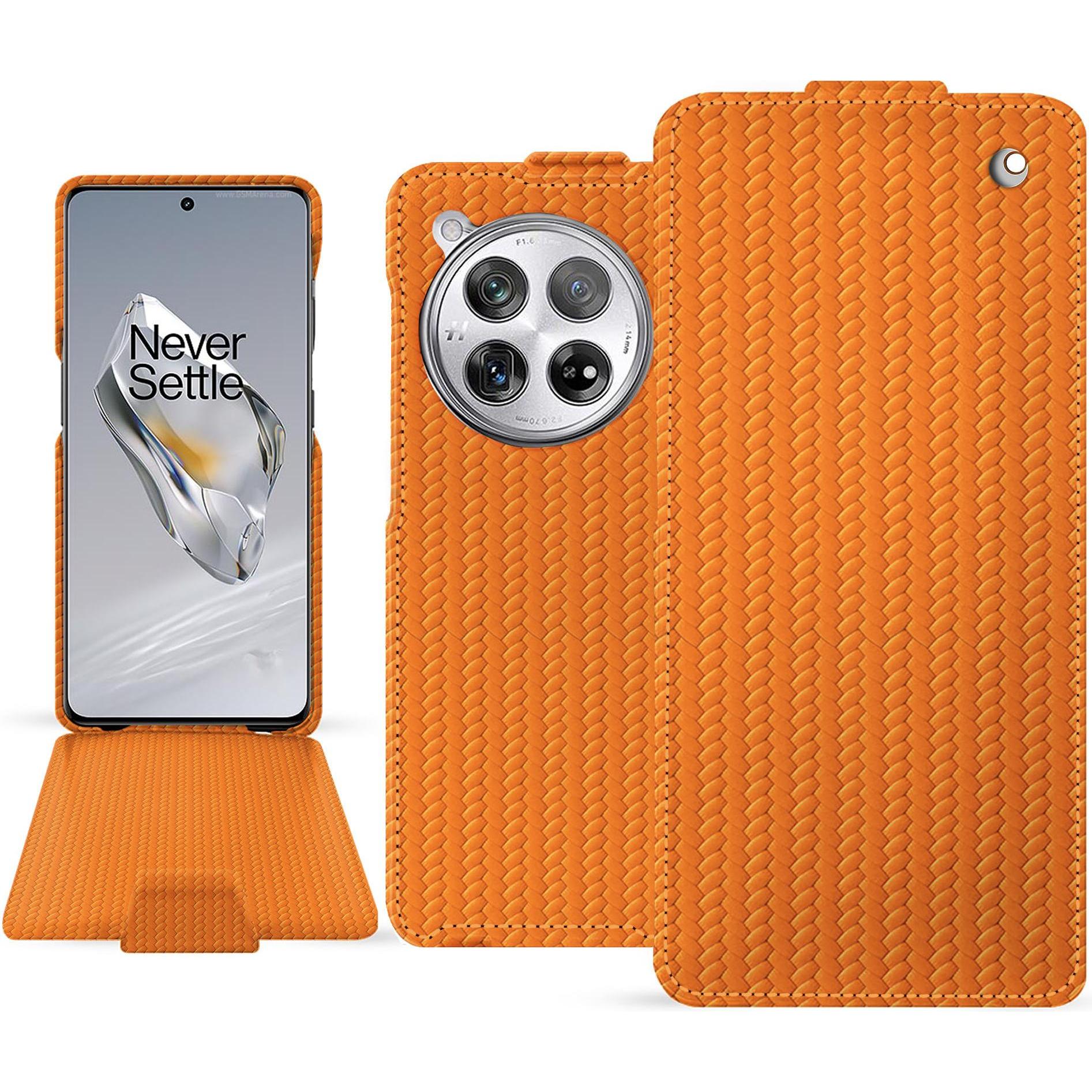 Noreve Lederschutzhülle vertikal (OnePlus 12), Smartphone Hülle, Orange