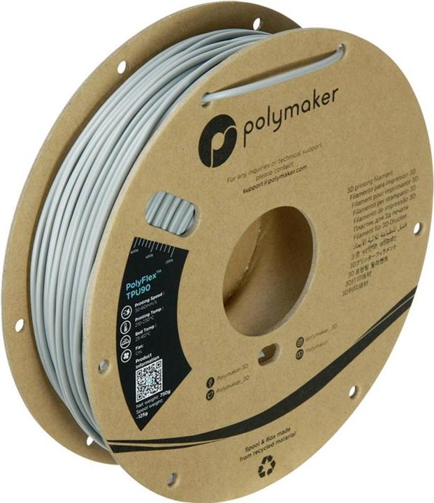 Actual product image Polymaker PolyFlex TPU-90A Grey 2.85 mm 750g (TPU, 2.85 mm, 750 g)