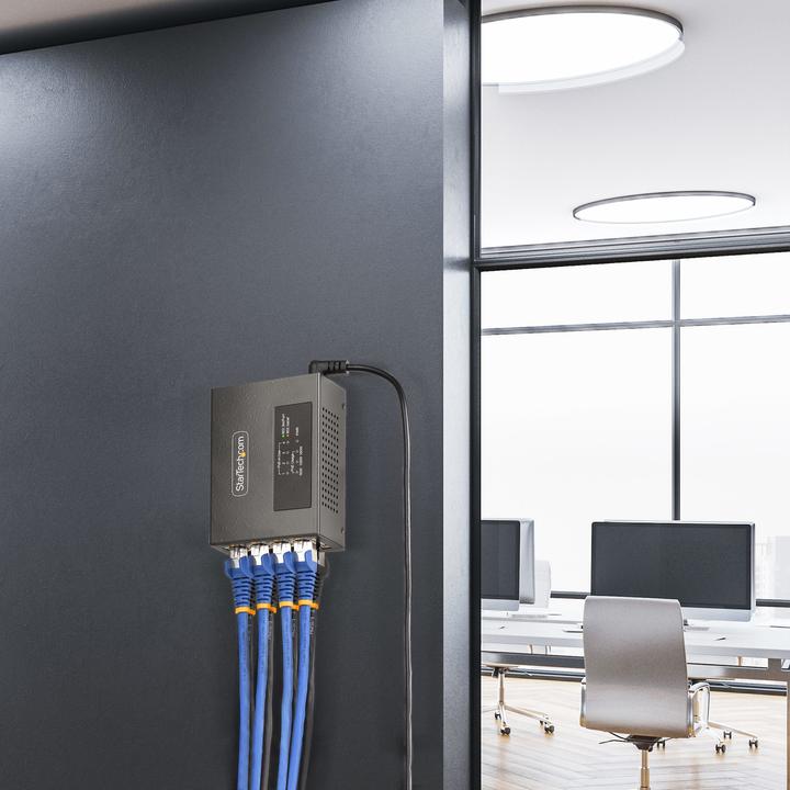 Actual product image StarTech COM 4-Port Multi-Gigabit PoE++ Injector 5/2.5G Ethernet NBASE-T PoE/PoE+/PoE++ 802.3af/802. (802.3af (PoE), 802.3at (PoE+), 802.3bt (PoE++))