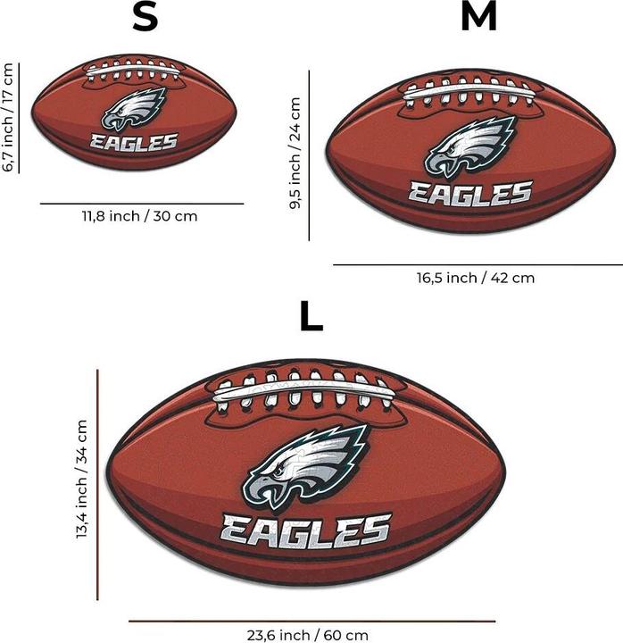 Produktbild Iconic NFL - Philadelphia Eagles – Football mit Logo - Holz Puzzle Grösse M (270 Teile) (270 Teile)