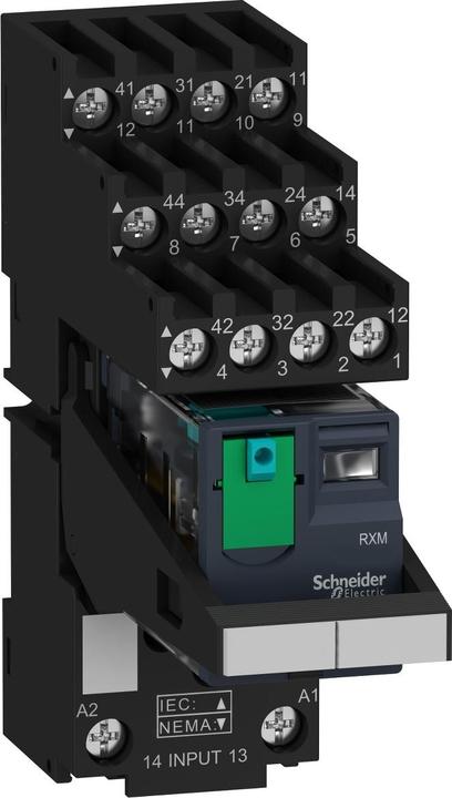 Produktbild APC Miniatur-Steckrelais mit LED RXM, 4 Wechsler, DC, 24V, 6A, Schraubklemme