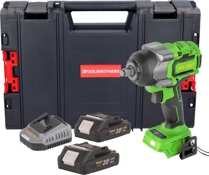 Produktbild Procraft PWA36bb Akku Schlagschrauber 20 V 850 Nm 1/2" Brushless + 2x Akku 2,0 Ah + Ladegerät + (Schlagschrauber)
