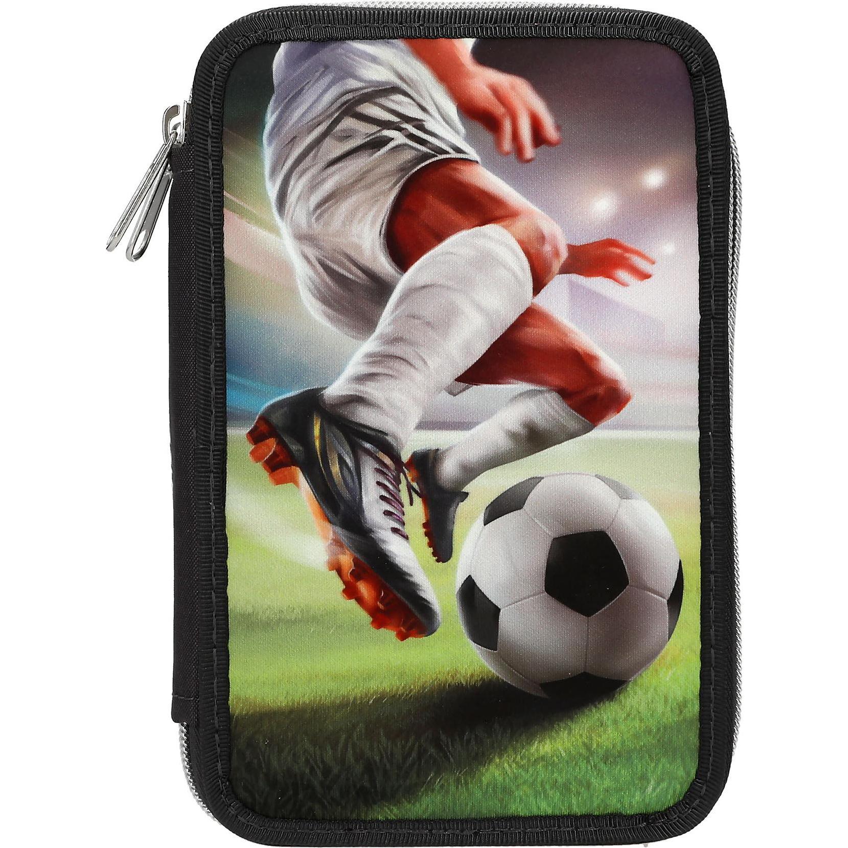 Dino, Astuccio, World - Action Word Double Pencil Case Football - Dark Grey