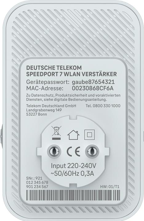Immagine prodotto Telekom Speedport 7 WLAN Verstärker (5764 Mbit/s, 1032 Mbit/s)