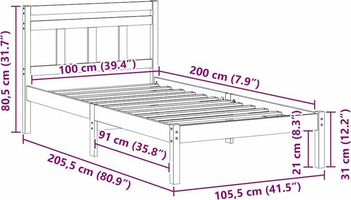 Image du produit vidaXL Plattformbett (100 x 200 cm)