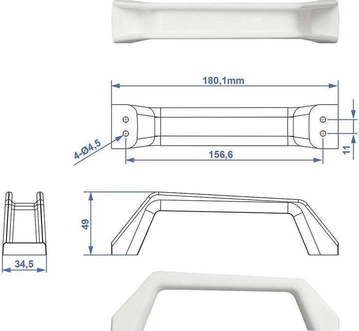 Image du produit ProPlus Poignée de manoeuvre blanche Set de 2 pcs