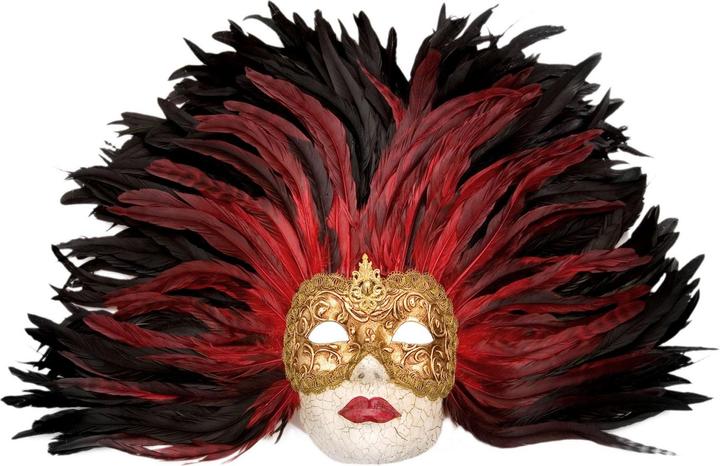 Maskworld Piuma rossa Grande Volto stucco oro