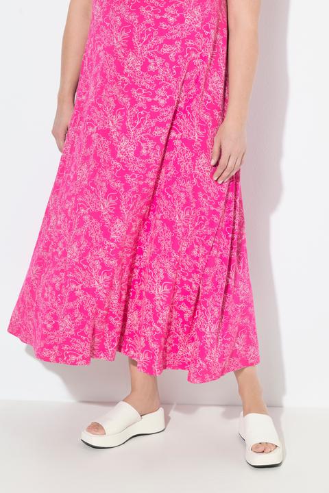 Produktbild Ulla Popken Maxikleid, gemustert, A-Linie, V-Ausschnitt, ärmellos (50, 52)