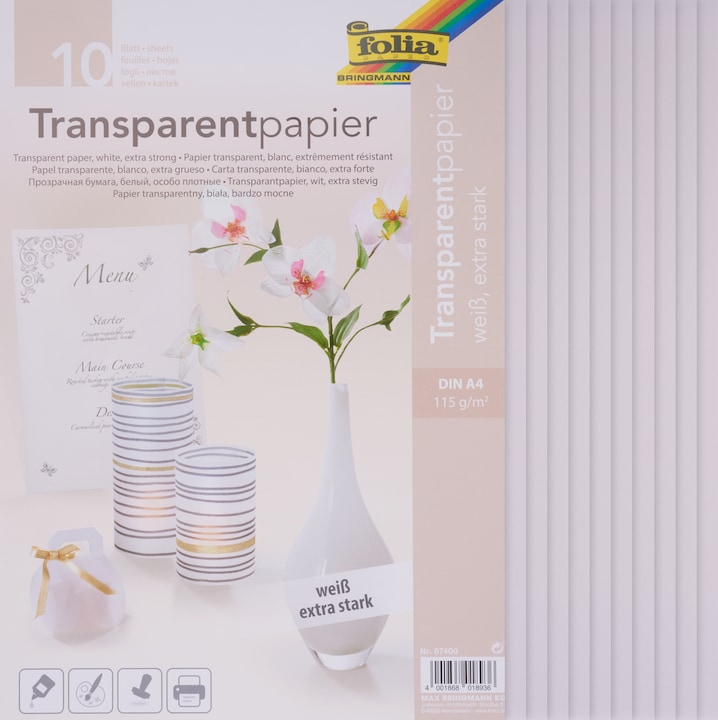 Produktbild Folia Transparentpapier extra stark weiss (115 g/m², A4, 10 x)