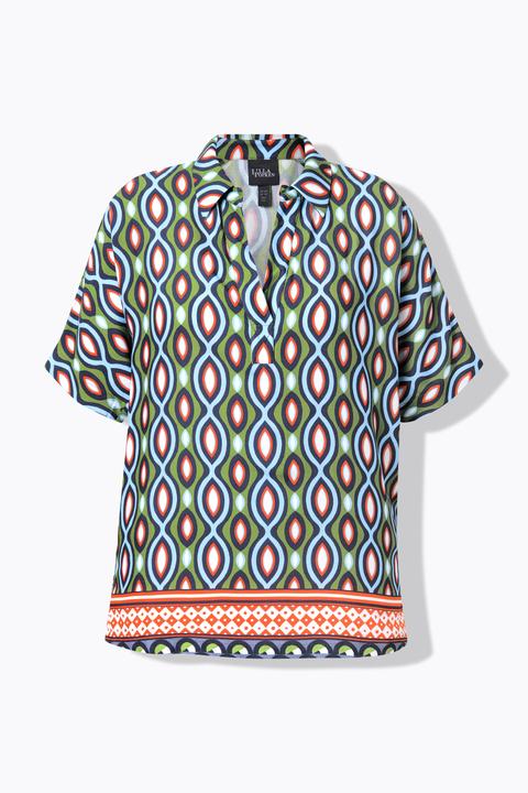 Actual product image Ulla Popken Ogee Cold Shoulder Collared Blouse (62)