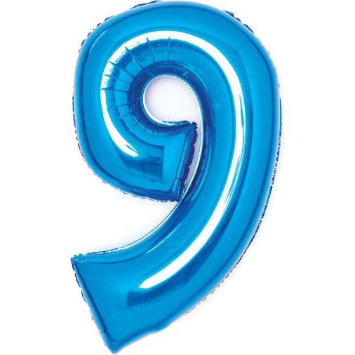 Amscan Folienballon blau, 66cm, Nummer 9