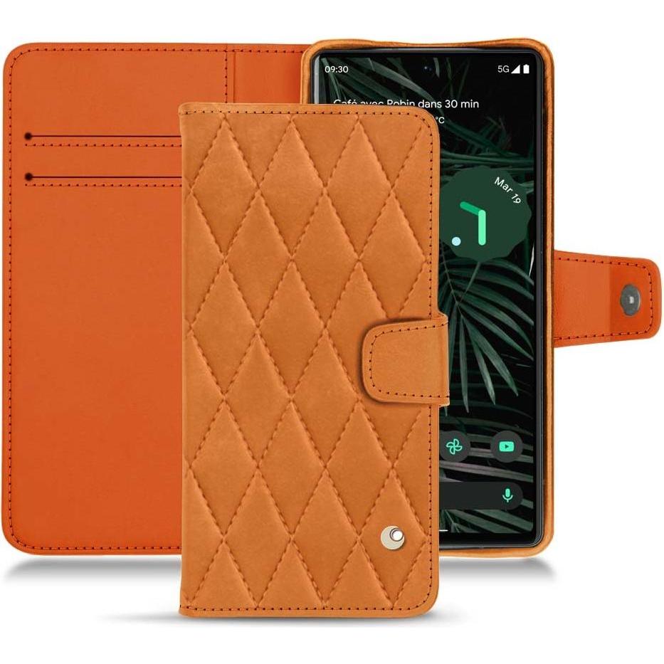 Noreve Lederschutzhülle Wallet (Google Pixel 6 Pro), Smartphone Hülle, Orange