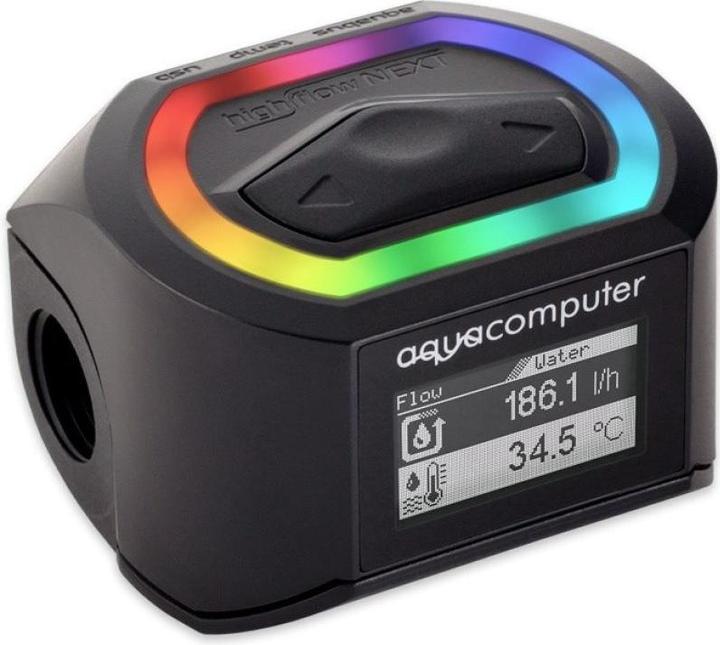 Aqua Computer Stroomsensor hoge stroom NEXT, OLED, 2x G1/4, RGBpx