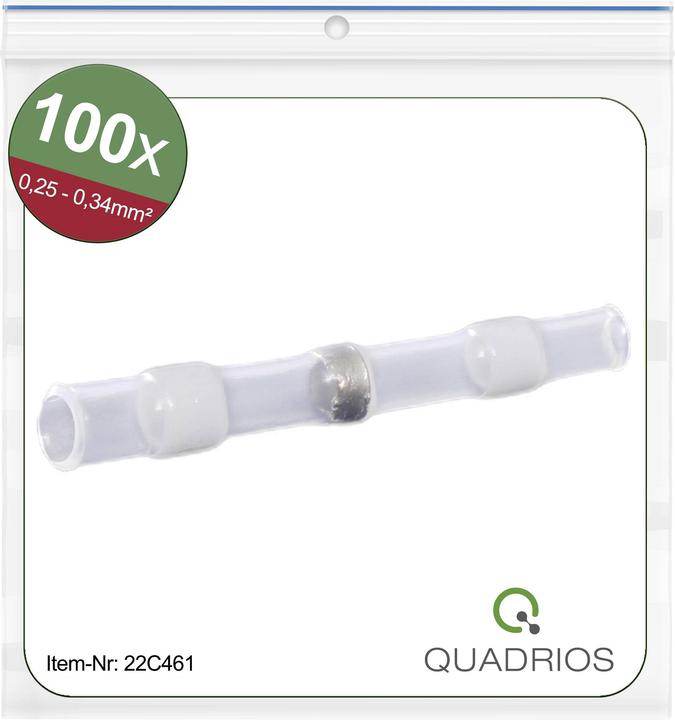 Produktbild Quadrios 22C461 Stossverbinder mit Schrumpfschlauch 0.25 mm² 0.34 mm² Vollisoliert Weiss 1 Set