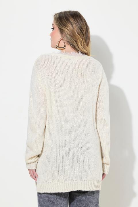 Actual product image Miamoda Classic fit sweater with chunky knit and neckline with lace (56)
